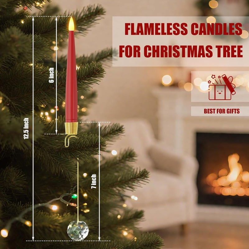 AFINETH Christmas Tree Candles with Remote, Red Battery Operated Christmas Candles, LED Candlesticks for Xmas Tree Decoration - Image 2